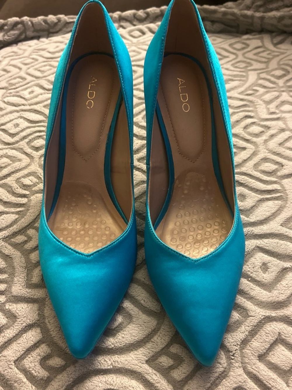 ALDO Women's Teal Pointed-Toe Satin Pumps
